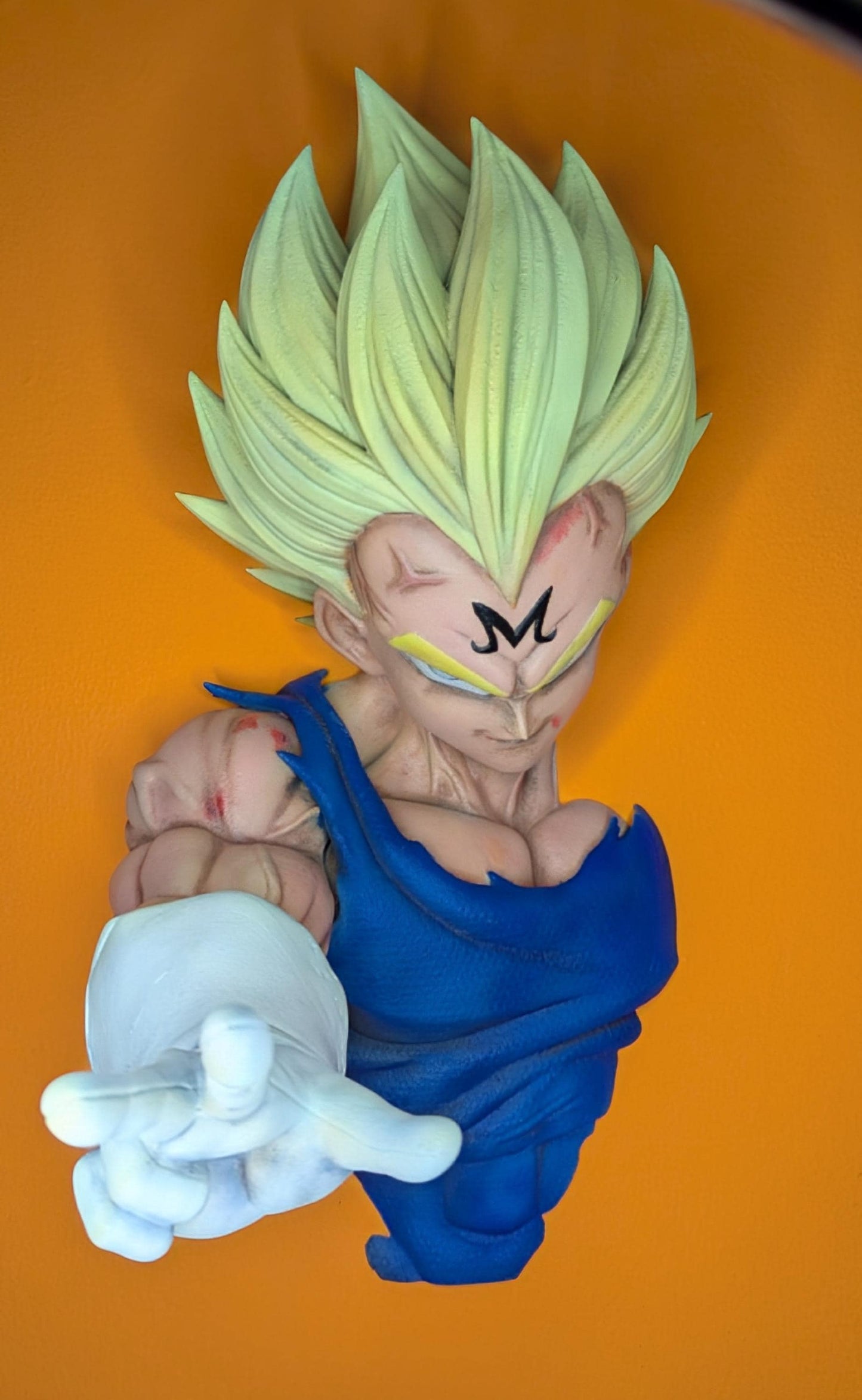 Majin Vegeta Busto da Muro – Dragon Ball Z Resinato 3D Stampato e Dipinto a Mano, Decorazione Parete Fan Art