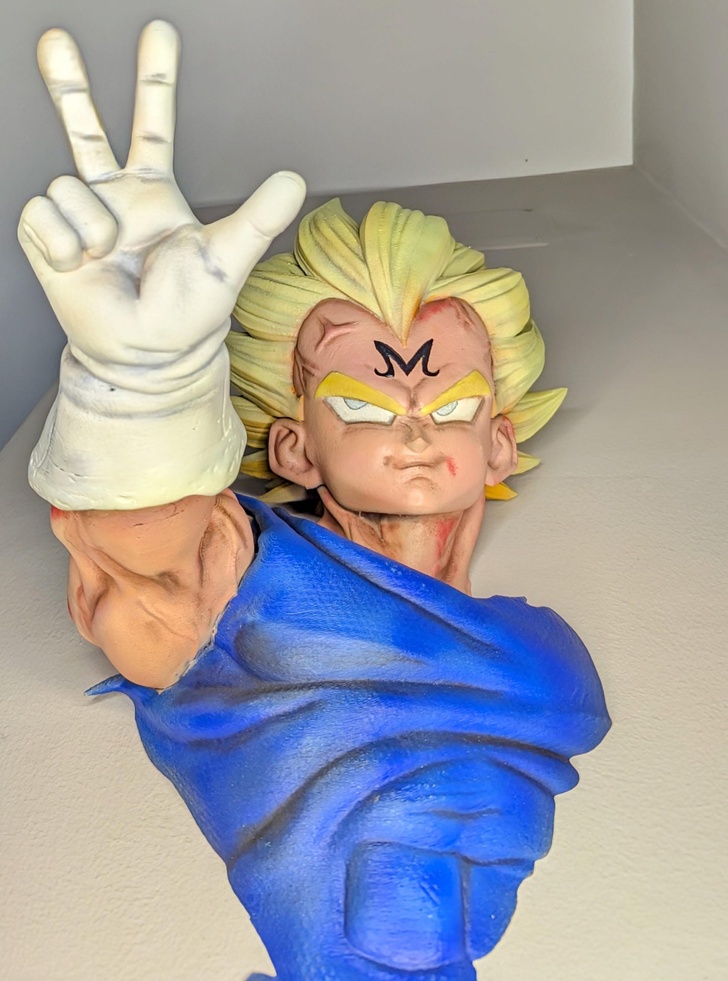 Majin Vegeta Busto da Muro – Dragon Ball Z Resinato 3D Stampato e Dipinto a Mano, Decorazione Parete Fan Art