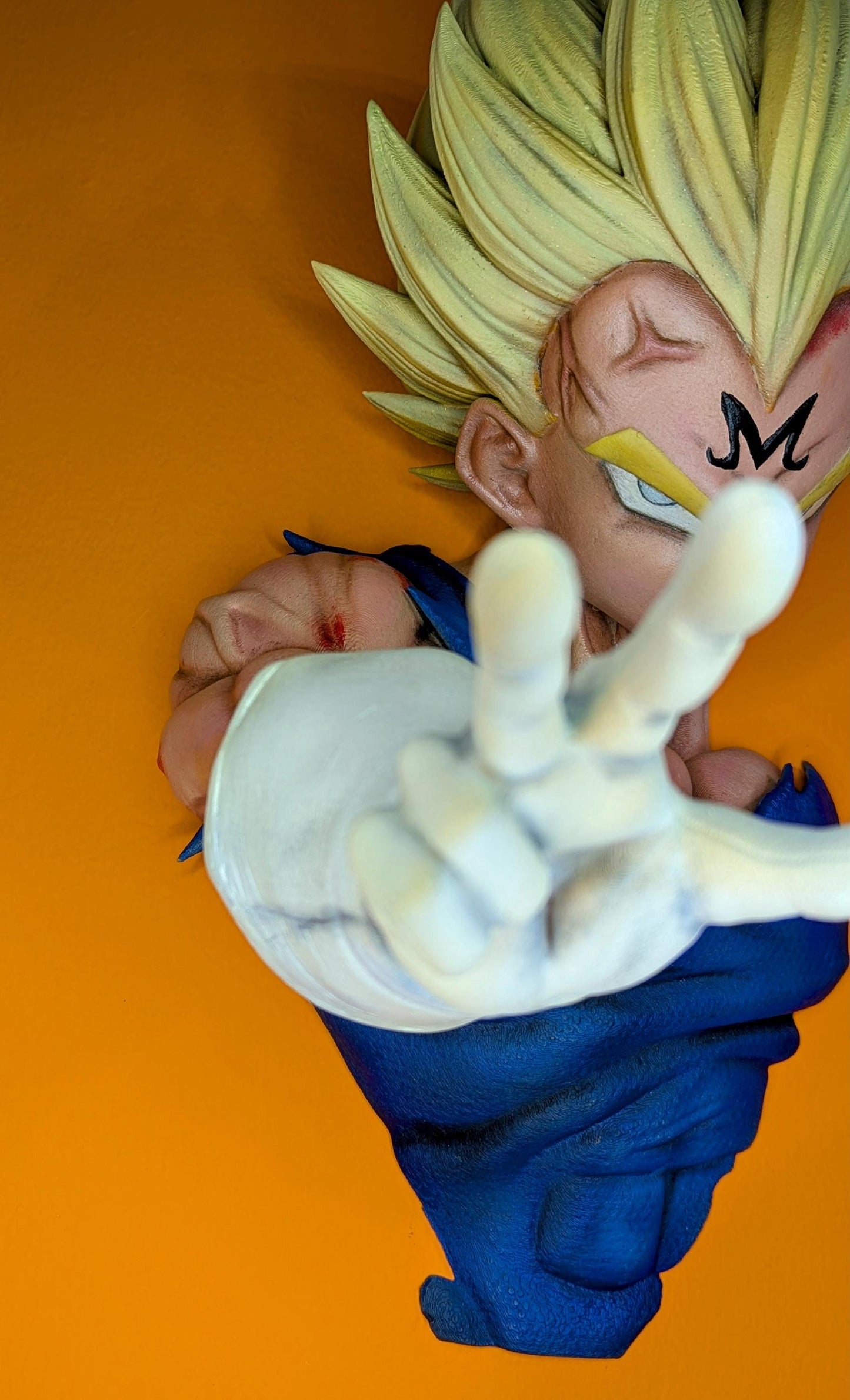 Majin Vegeta Busto da Muro – Dragon Ball Z Resinato 3D Stampato e Dipinto a Mano, Decorazione Parete Fan Art