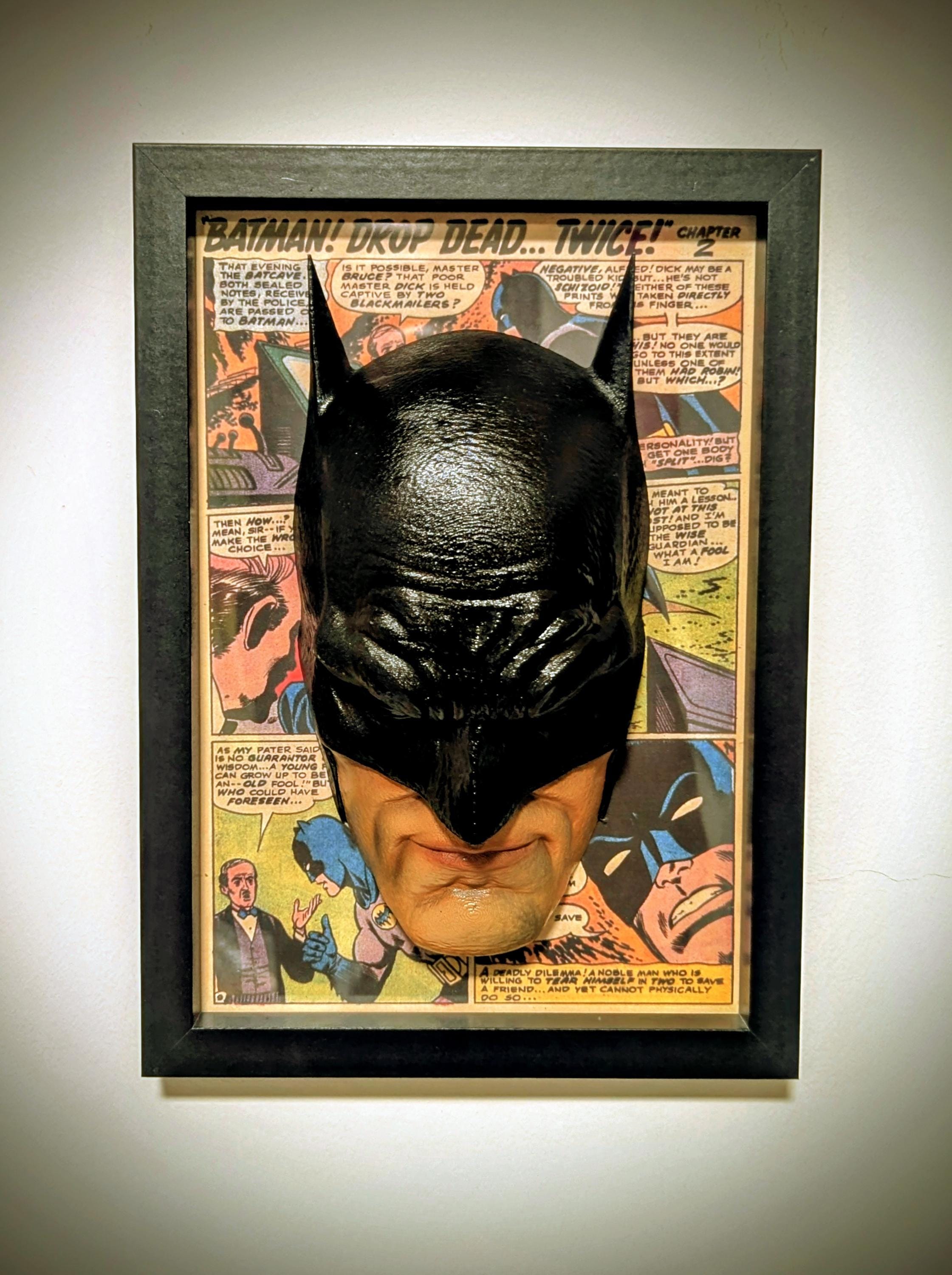 Shadow of the Knight – Scultura da parete 3D ispirata a Batman - Fan Art gotica - Cornice scura con effetto notturno - 30×22×12 cm
