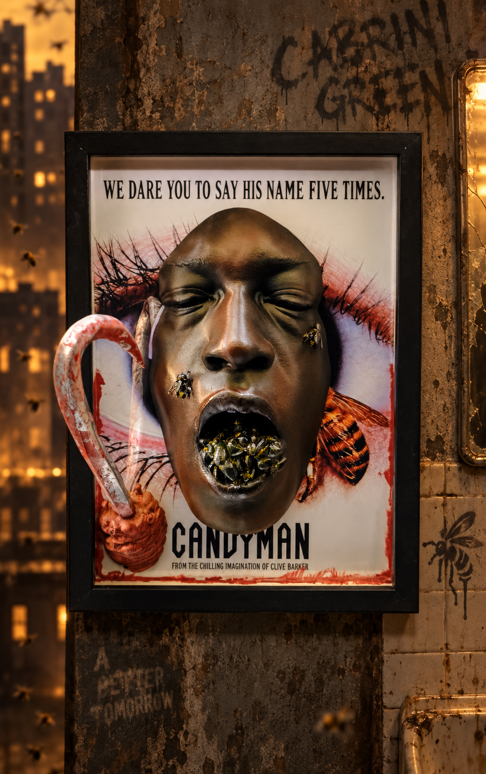 Nightmares in Frame - Candyman | Quadro 3D Scultura Parete Horror con Uncino e Api