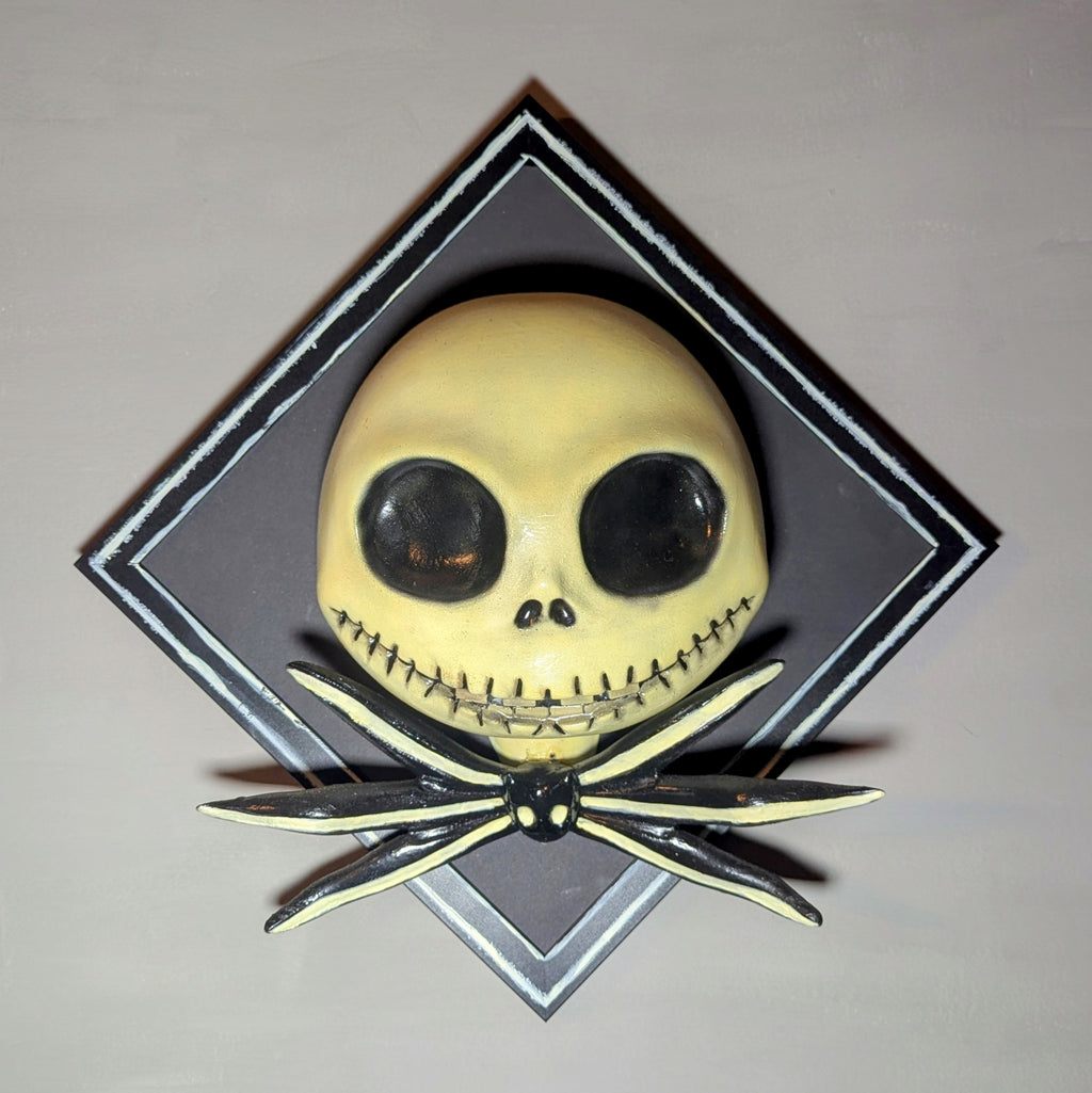 Jack Skellington – Scultura 3D da Parete | Opera Artigianale Dipinta a Mano | Nightmare Before Christmas Fan Art