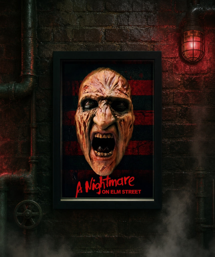 Nightmares in Frame - Freddy Krueger Nightmare on Elm Street Quadro 3D Cornice Nera 12cm Dipinto a Mano | The Frame Beyond