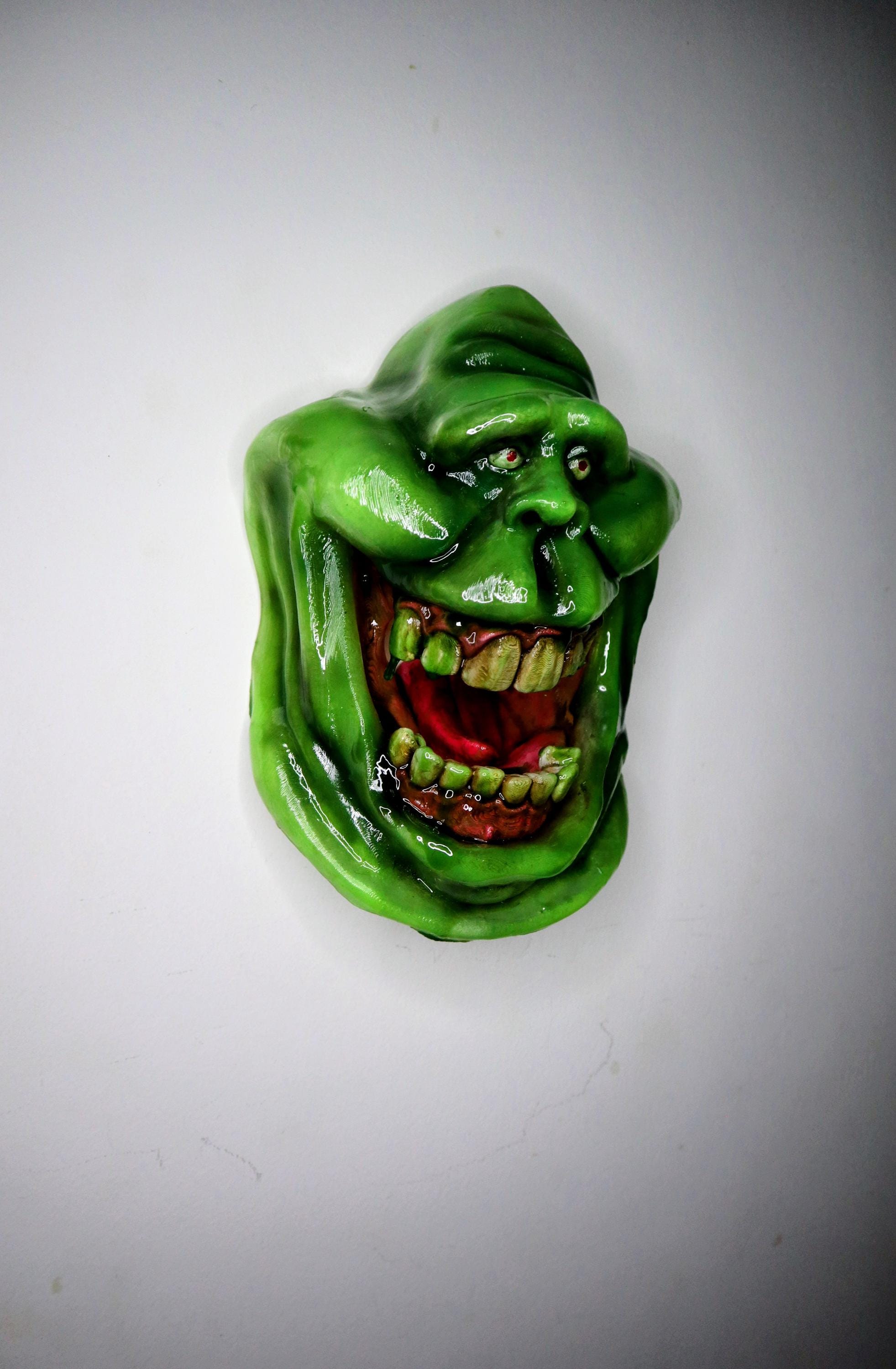 024 "SLM" – Artistic Wall Head of Slimer • 3D Hand-Painted Fan Art • 24×17×8 cm