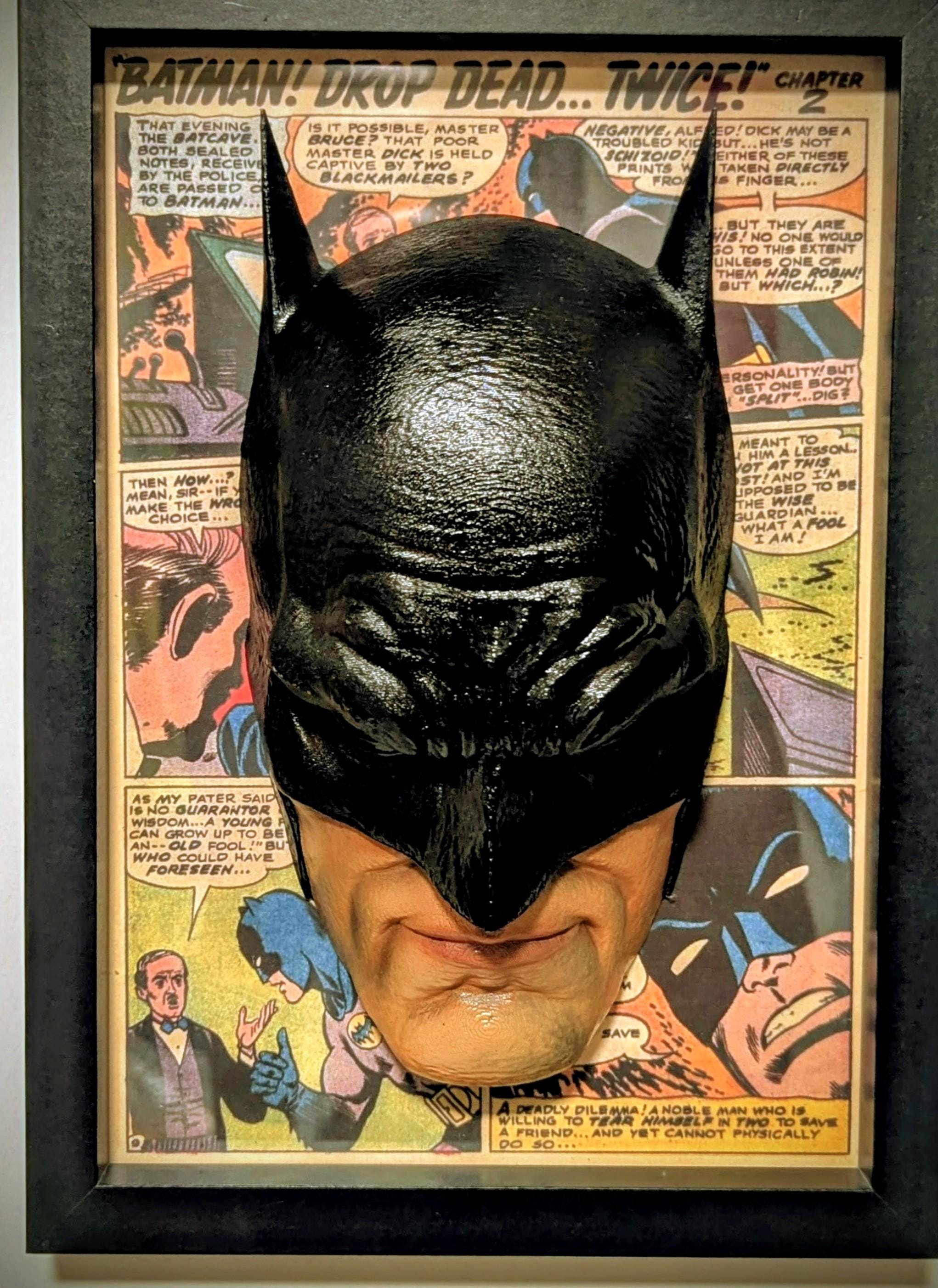 Shadow of the Knight – Scultura da parete 3D ispirata a Batman - Fan Art gotica - Cornice scura con effetto notturno - 30×22×12 cm