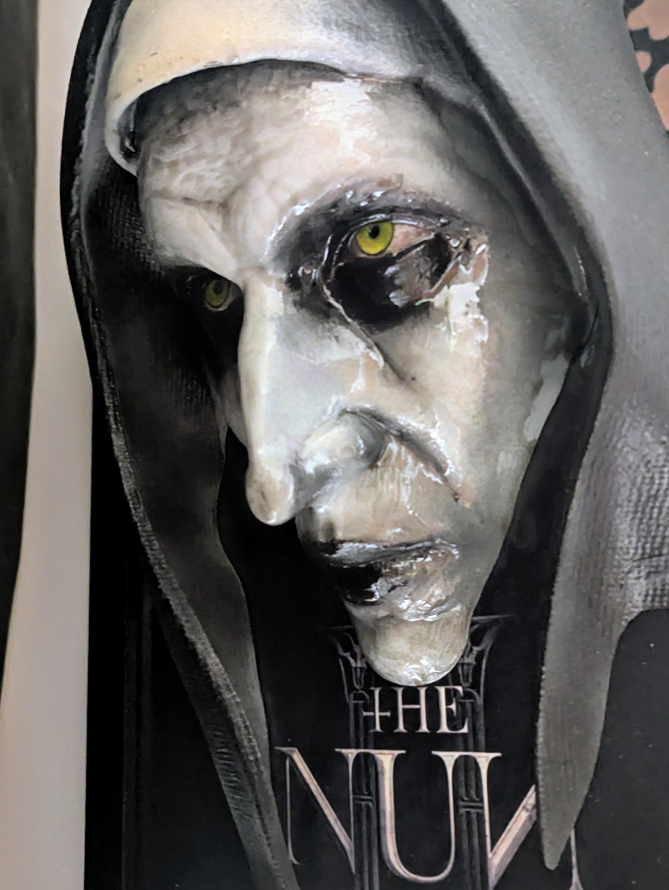 L’Abisso ha un Velo – Scultura 3D da Parete Ispirata a The Nun • Fan Art Horror • Valak con Cornice Gotica • 30×22×12 cm