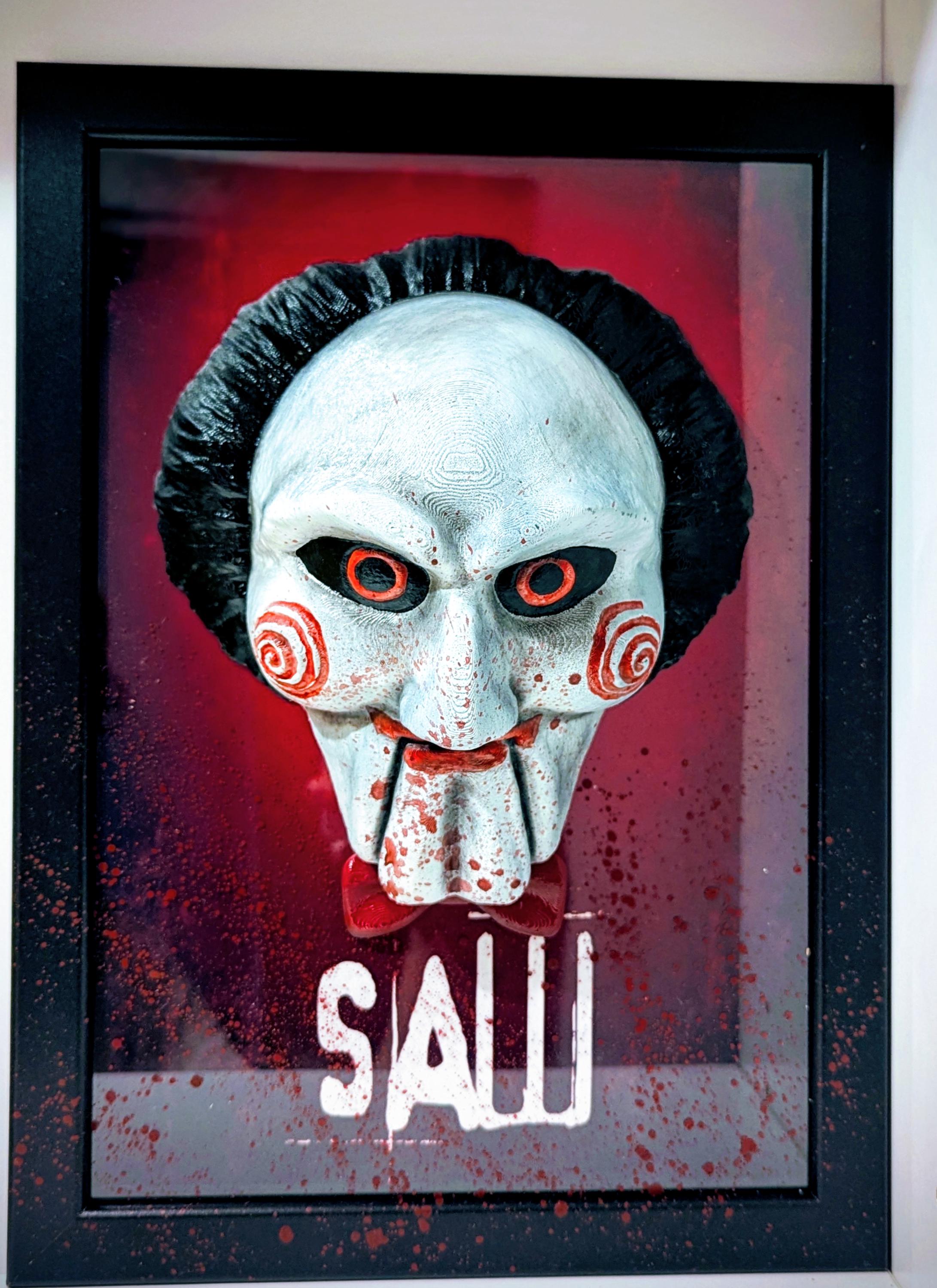 Saw Billy – Quadro 3D Artistico • Fan Art Dipinta a Mano • 30×22×12 cm
