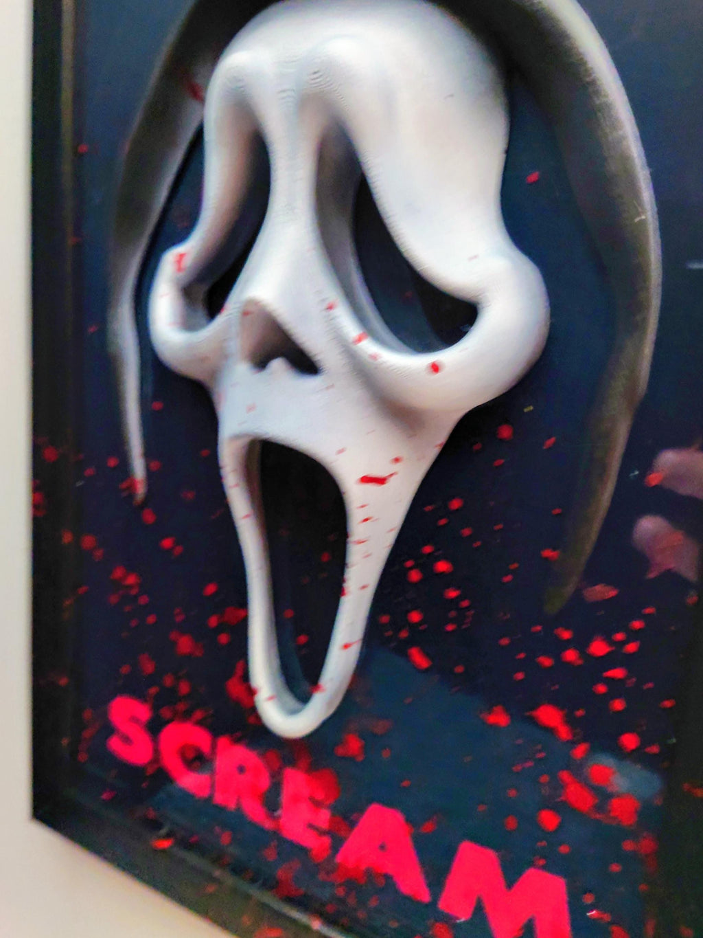 Scream Ghostface – 3D Art Painting • Hand-Painted Fan Art • 33×23×4 cm
