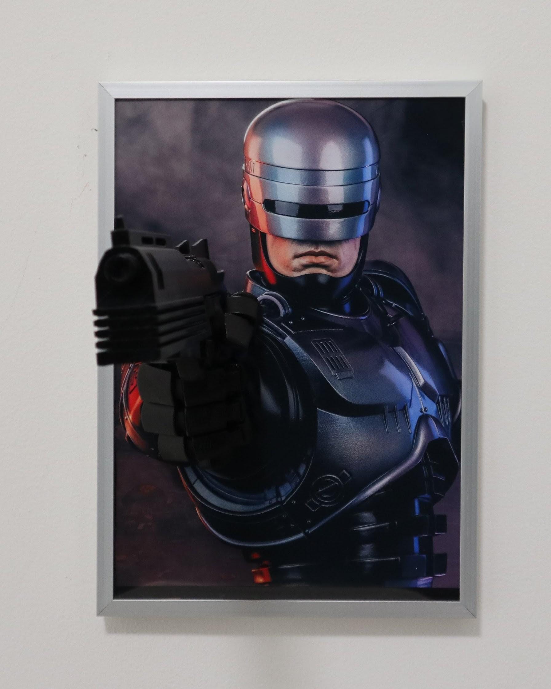 RoboCop • 3D Painting with Gun in Relief • 80s Cyberpunk Fan Art
