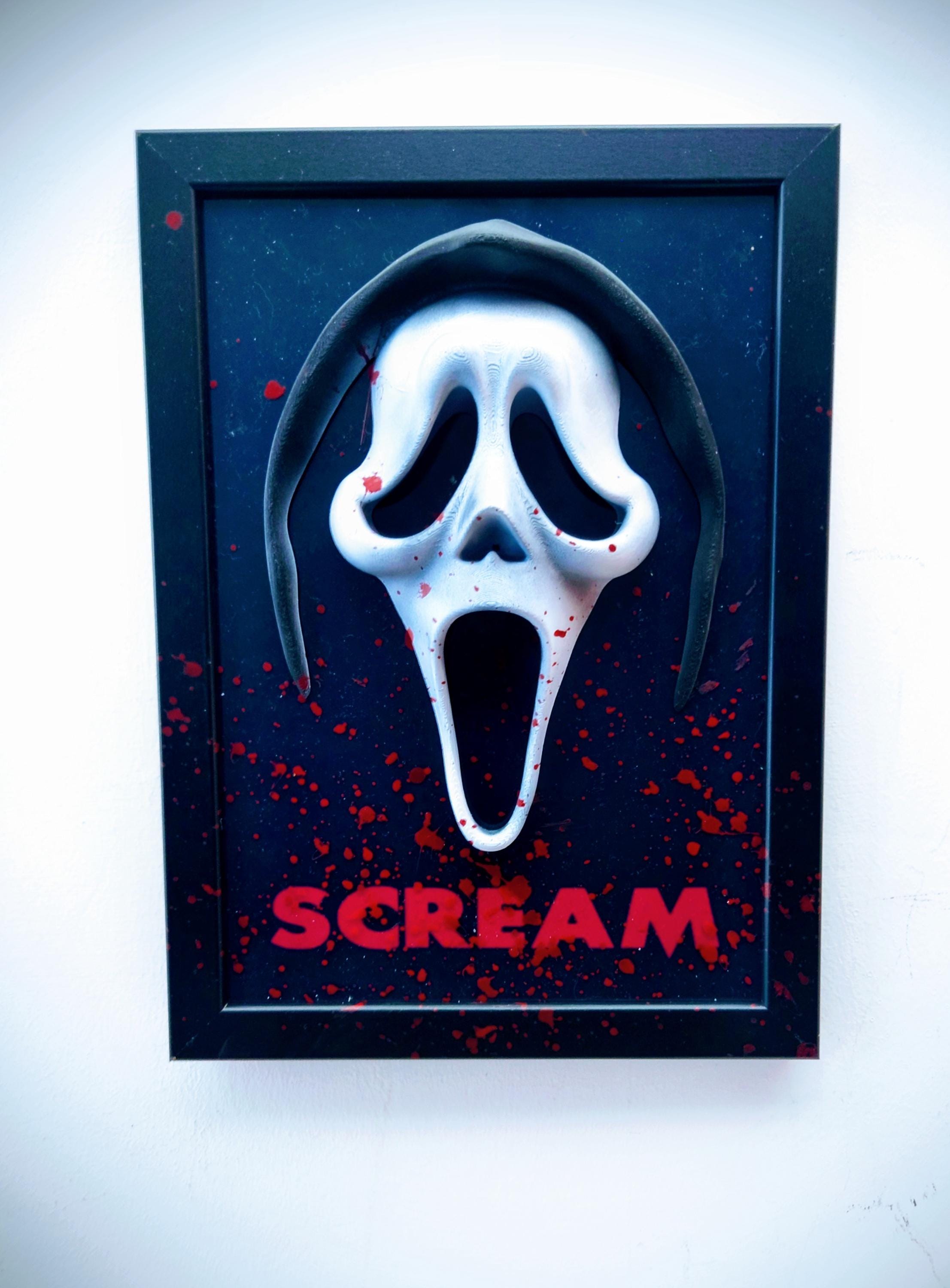 Scream Ghostface – 3D Art Painting • Hand-Painted Fan Art • 33×23×4 cm