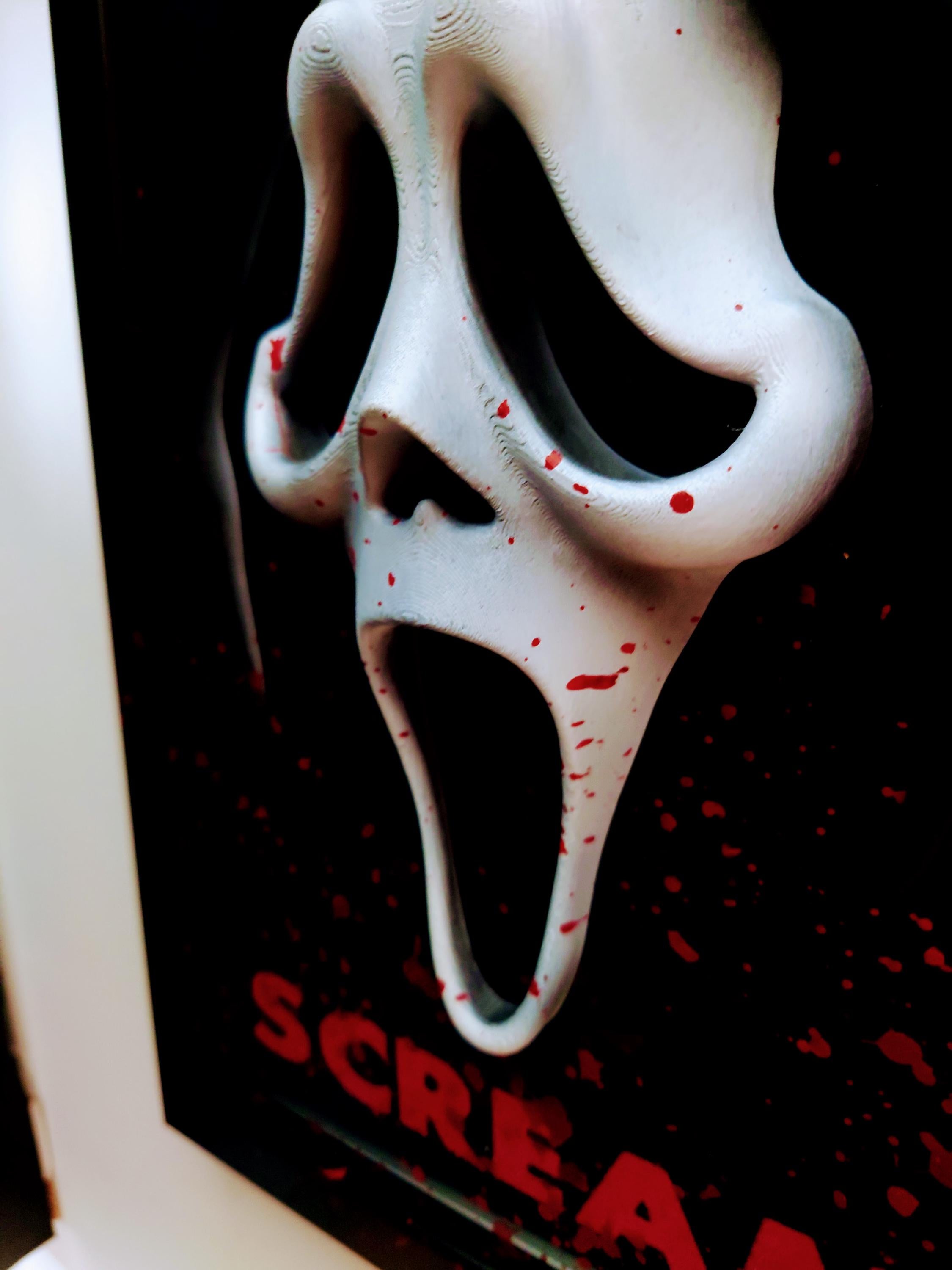Scream Ghostface – 3D Art Painting • Hand-Painted Fan Art • 33×23×4 cm