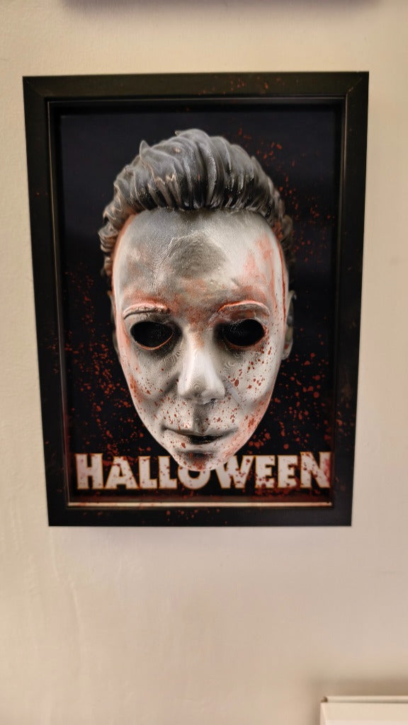 Nightmares in Frame - Michael Myers Halloween Quadro 3D Cornice Nera 12cm Dipinto a Mano | The Frame Beyond