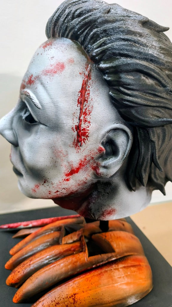 RELICS: The Last Cut - Michael Myers (Halloween 1978) — Dettaglio profilo sinistro con sfregio sanguinante | The Frame Beyond