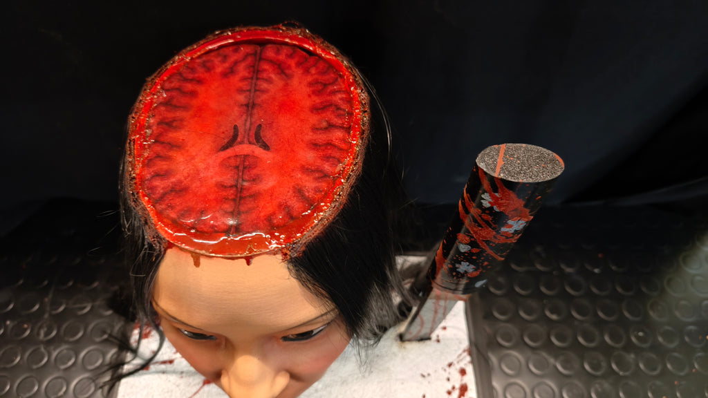 RELICS: The Last Cut - O-Ren Ishii Busto 3D Kill Bill - Dettaglio Macabro Sezione Sommità del Capo Wet-Look