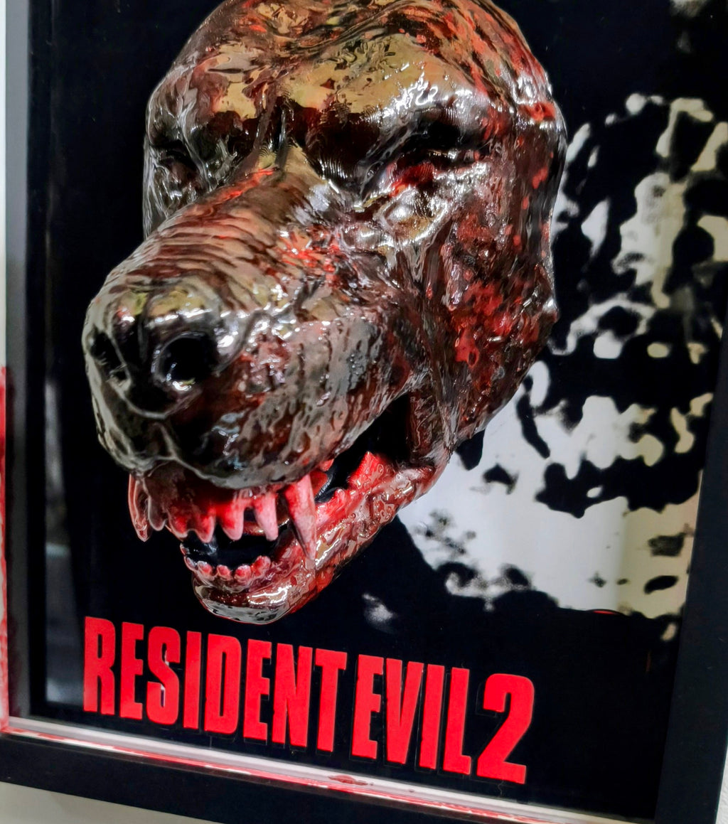 Resident Evil 2 3D Wall Art – Zombie Dog Handmade Frame | Framed Cults