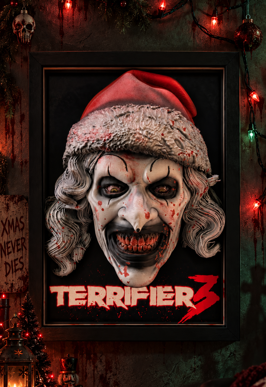Nightmares in Frame - Art the Clown (Terrifier 3) | Quadro 3D Horror Natalizio
