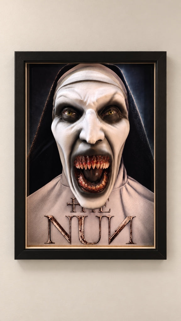 Nightmares in Frame - Valak II — Vista frontale con scritta 3D The Nun | The Frame Beyond